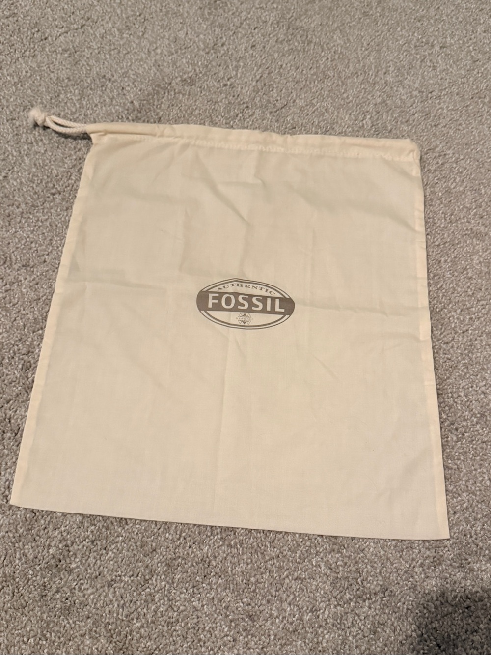 Fossil Drawstring Dust Bag Storage Pouch Beige Cotton Canvas Large 13x16